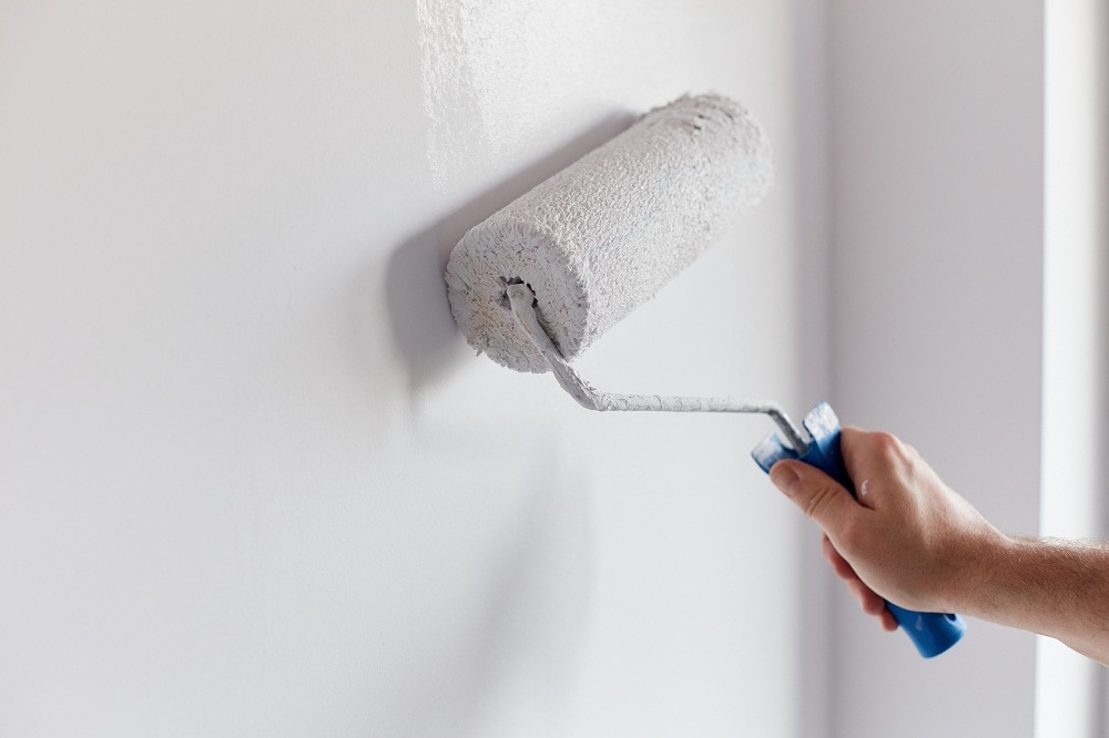 Painting Wall with Roller Brush