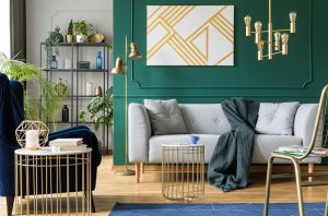 Sage Green Accent Wall in Living Room