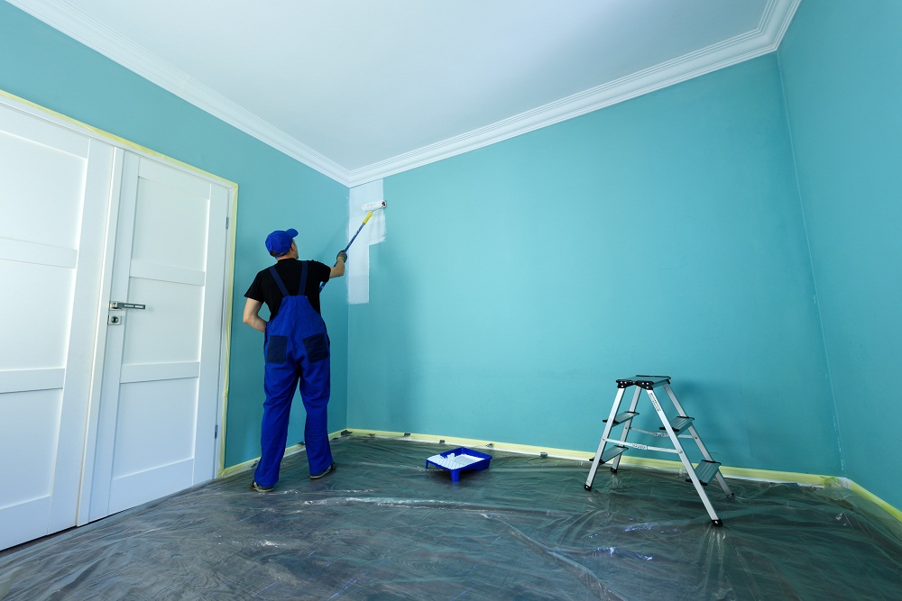 Painting wall blue 